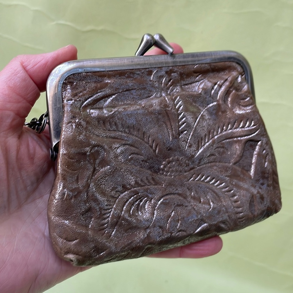 Metallic bronze Patricia Nash leather coin purse